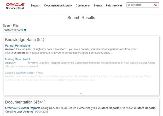 search results in knowledge base and documentation