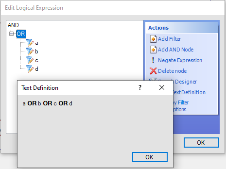 Example: All filters joined with OR node