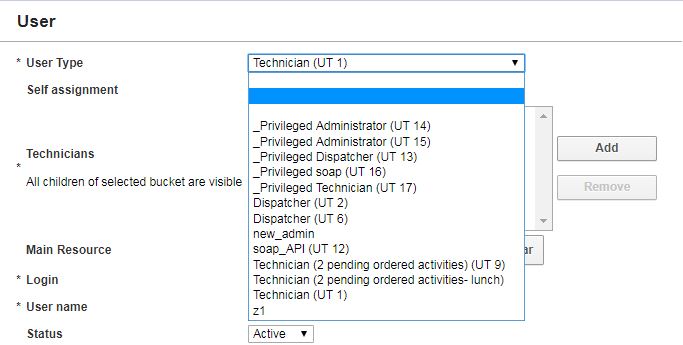  Create User screen > new User Type Dispatcher (UT 5) is not listed.