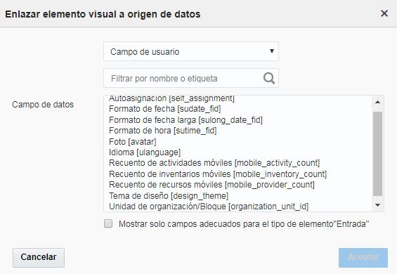 Configuración > Tipos de usuario > Configuración de pantalla > Pantallas de aplicación > Opciones de usuario. La propiedad 'Contraseña para la aplicación de terceros' no está disponíble