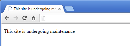 Default Splash page message: This site is undergoing maintenance.