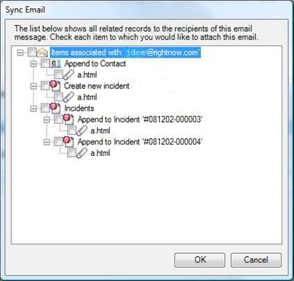 Sync Email Dialog Box