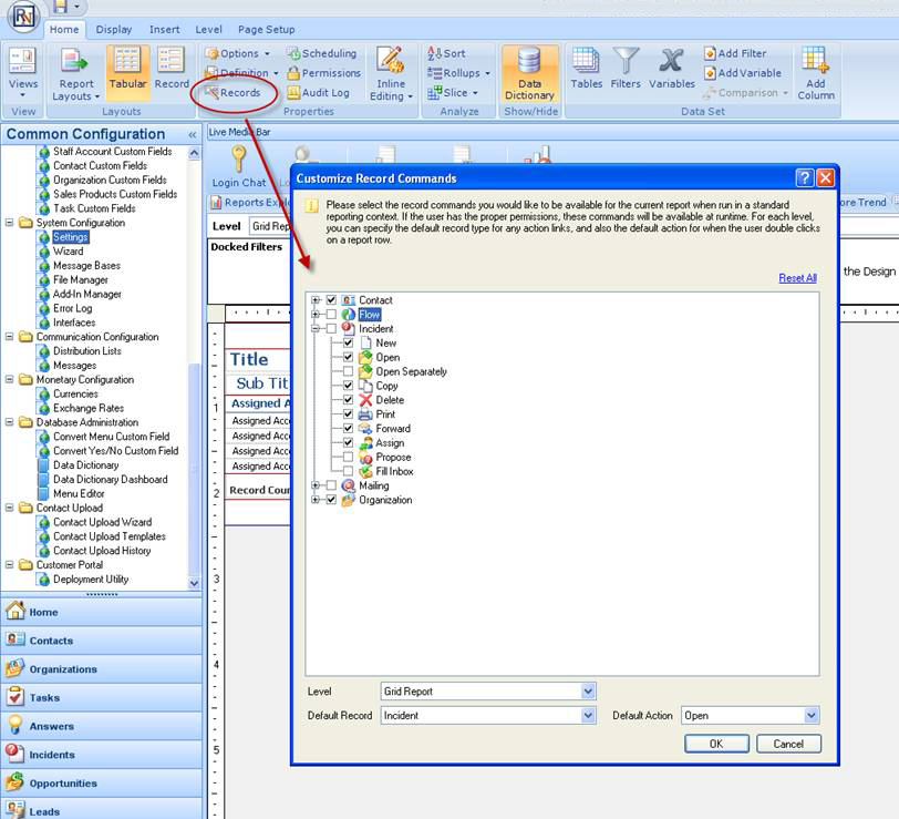 Customize Record Commands