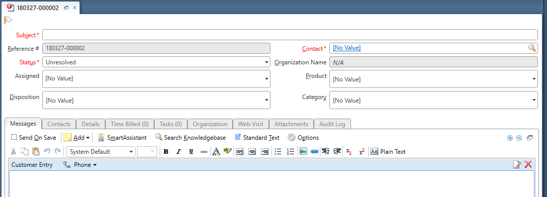 Example view with option disabled shows incident details in a summary panel of the workspace and all other details are in sub-tabs