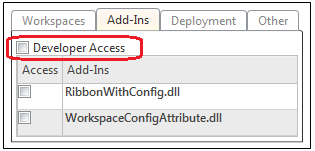 Profile > Add-Ins sub-tab > Developer Access checkbox