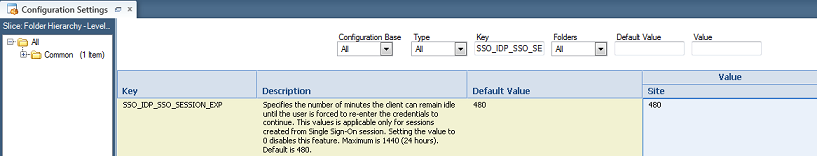 Configuration --> Site Configuration --> Configuration Settings --> type the SSO_IDP_SSO_SESSION_EXP setting in the Key field