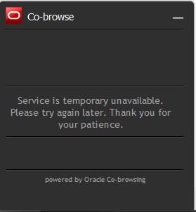 Cobrowse "Service is temporary unavailable." message