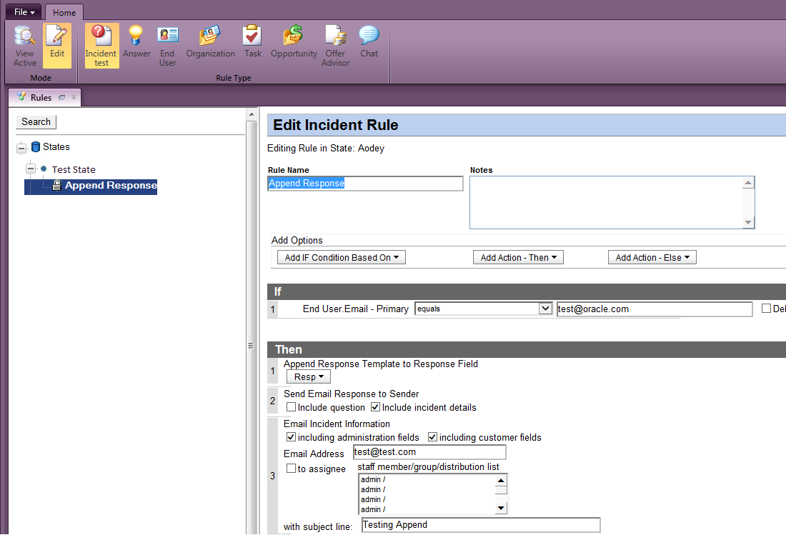 Edit Incident Rule > Add actions