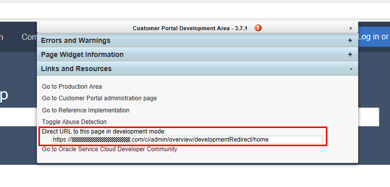 Expand Links and Resources, then note the URL under "Direct URL to this page in development mode