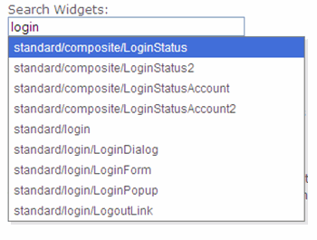 Customer Portal Auto-Complete, example, enter "Login", widgets containing the word 'login' will be listed