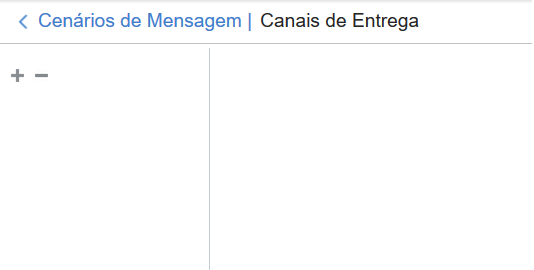 Cenarios de Mensagem > Canais. O canal Email não está listado.
